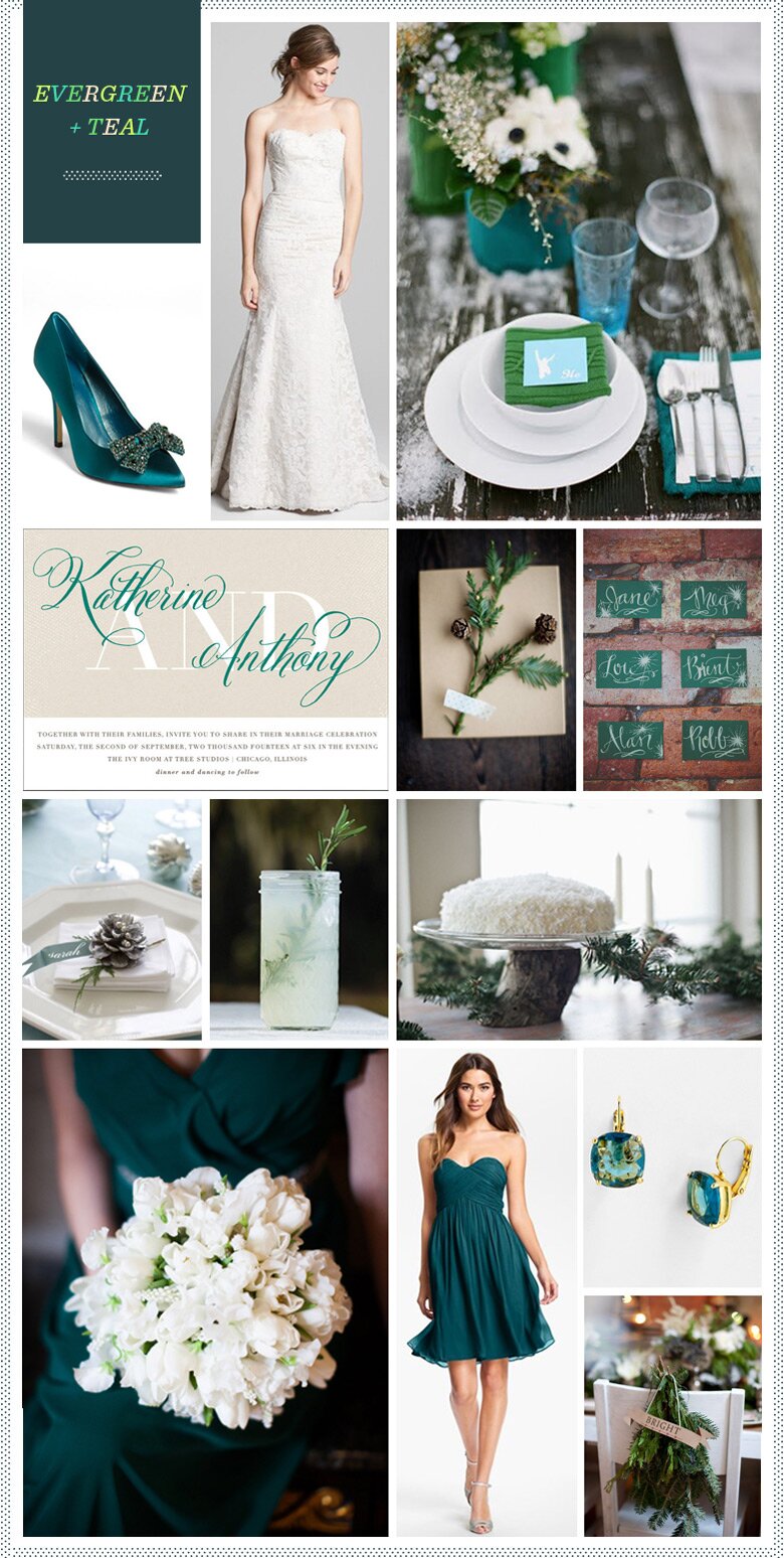 REVEL: Evergreen + Teal Wedding Inspiration